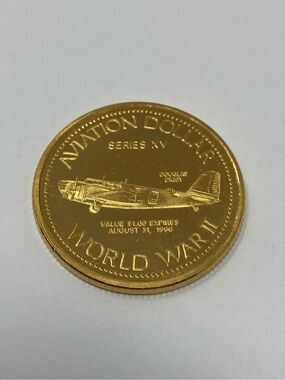 1996 Gander Aviation Dollar XV Series Gold Plated Tone Version WWII World War II